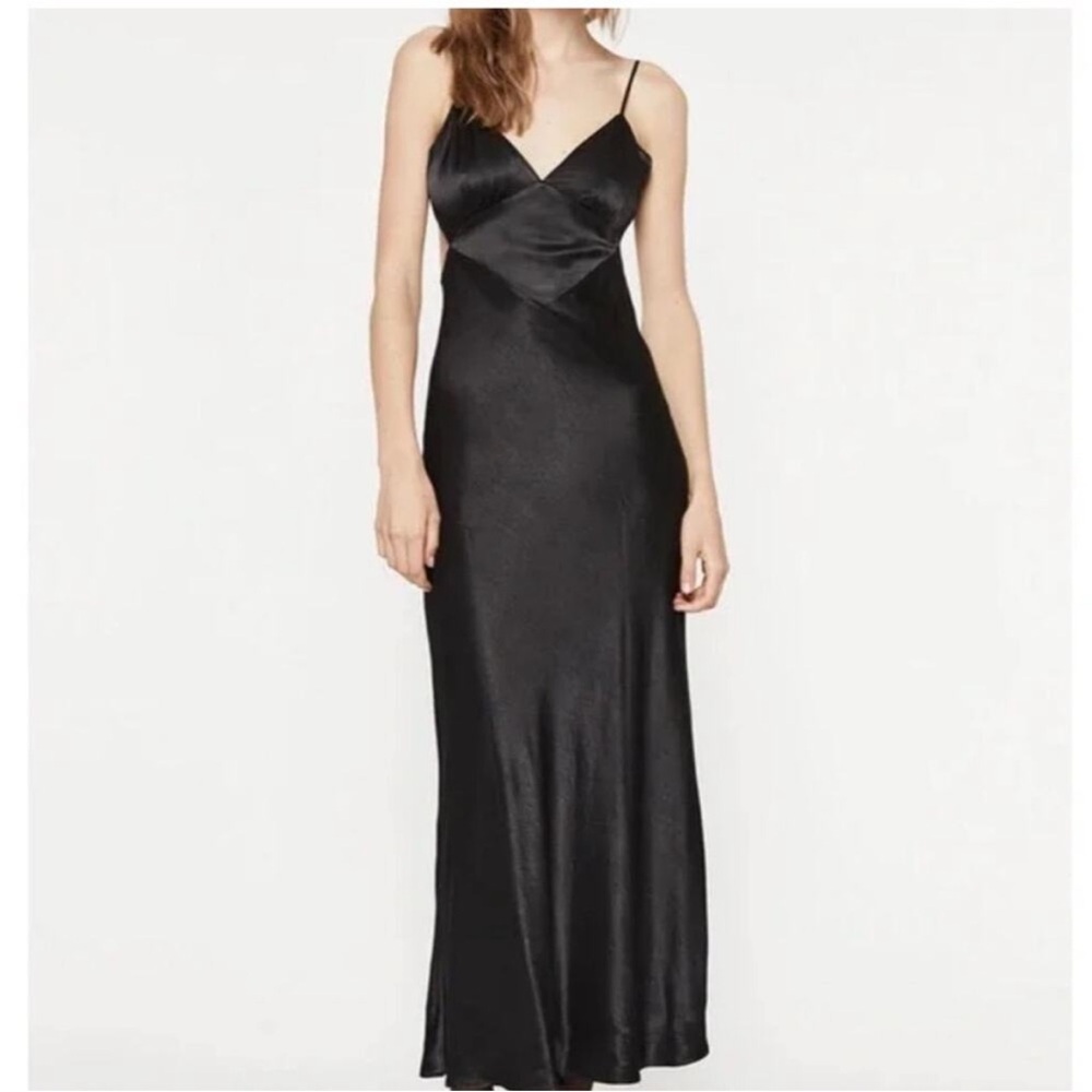 Black Maxi Slip Dress with Spaghetti Straps